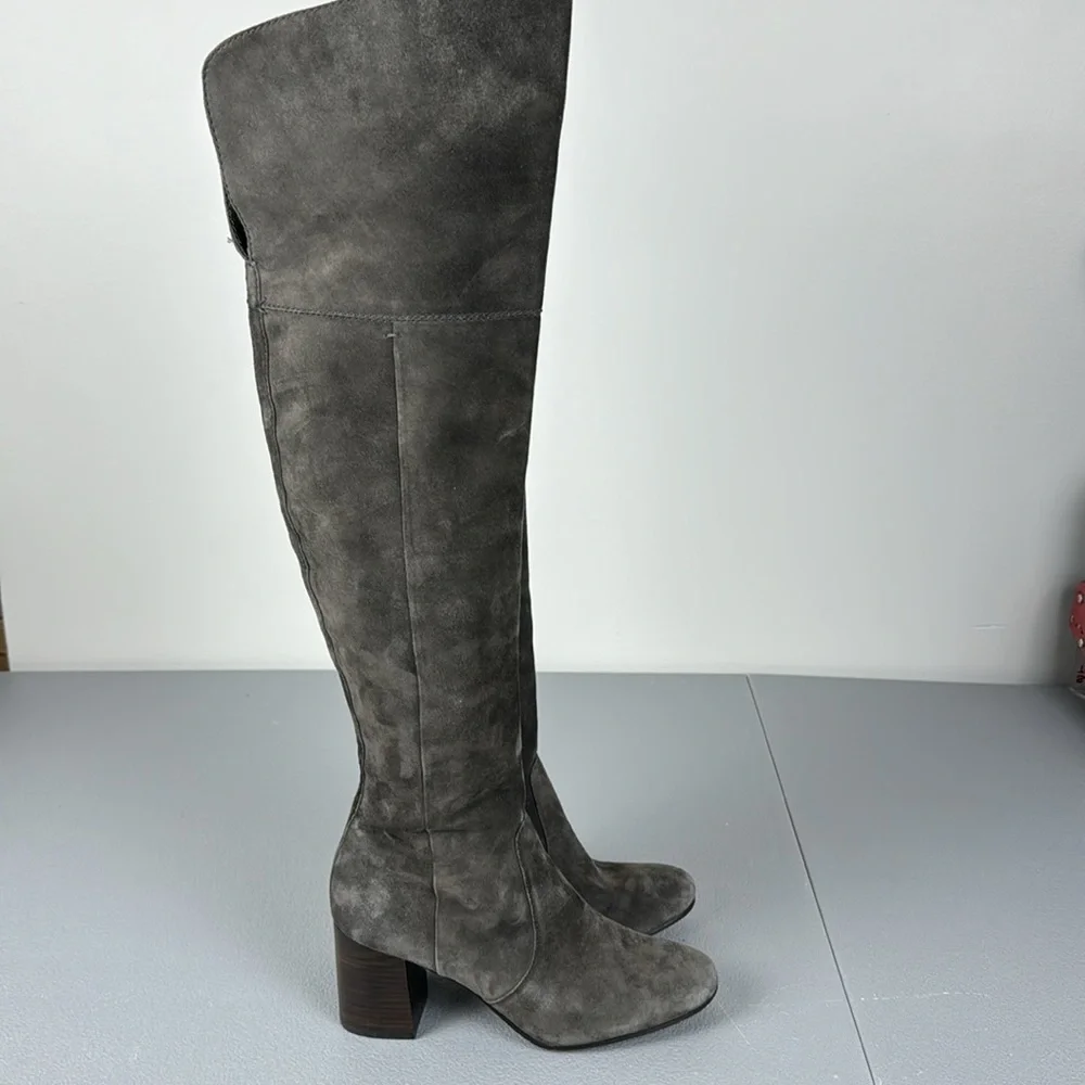 Frye Claude Over The Knee Boot in Smoke. Suede Finish. Size 7.